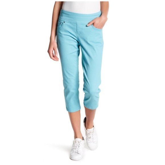 Jag Jeans Felicia Classic Fit Pull‎ On Ankle Pants Womens Plus Size 14 Teal - Picture 1 of 8